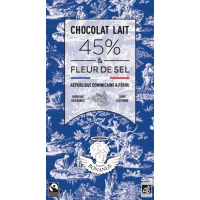 Organic Milk Chocolate 45% bar 80g & Fleur de Sel de l'Île de Ré - Maison Bonange