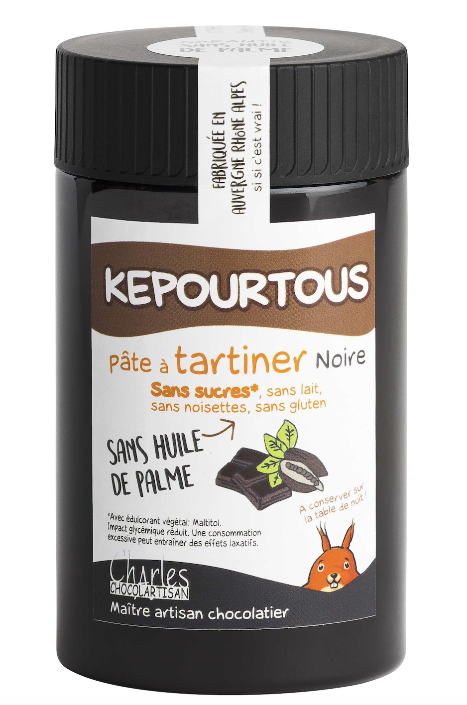 KEPOURTOUS Pâte à Tartiner Chocolat Noir Sans Sucre – Charles Chocolartisan – 280g