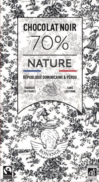 Organic Dark Chocolate Bar 70% Natural - Maison Bonange