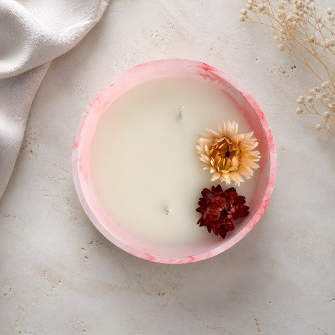 Bougie Parfumée Rose Poudrée 400g | Lueur & Cire