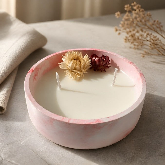 Bougie Parfumée Rose Poudrée 400g | Lueur & Cire