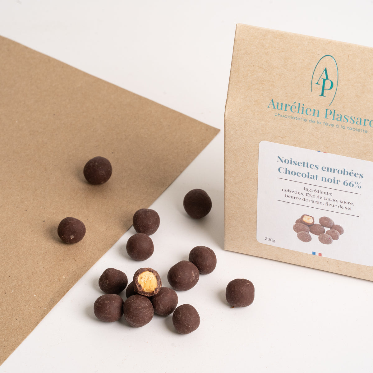 Noisettes Enrobées Chocolat Noir 200g | Aurélien Plassard