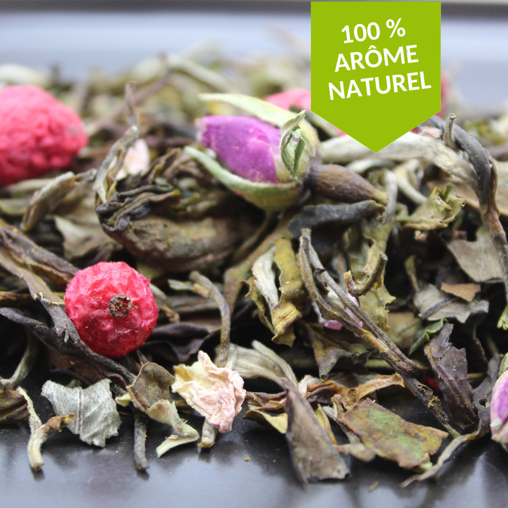 White tea, redcurrant, raspberry, rose