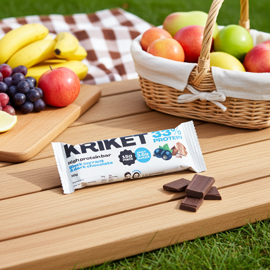 High Protein Bar Zwarte Bes &amp; Pure Chocolade - KRIKET